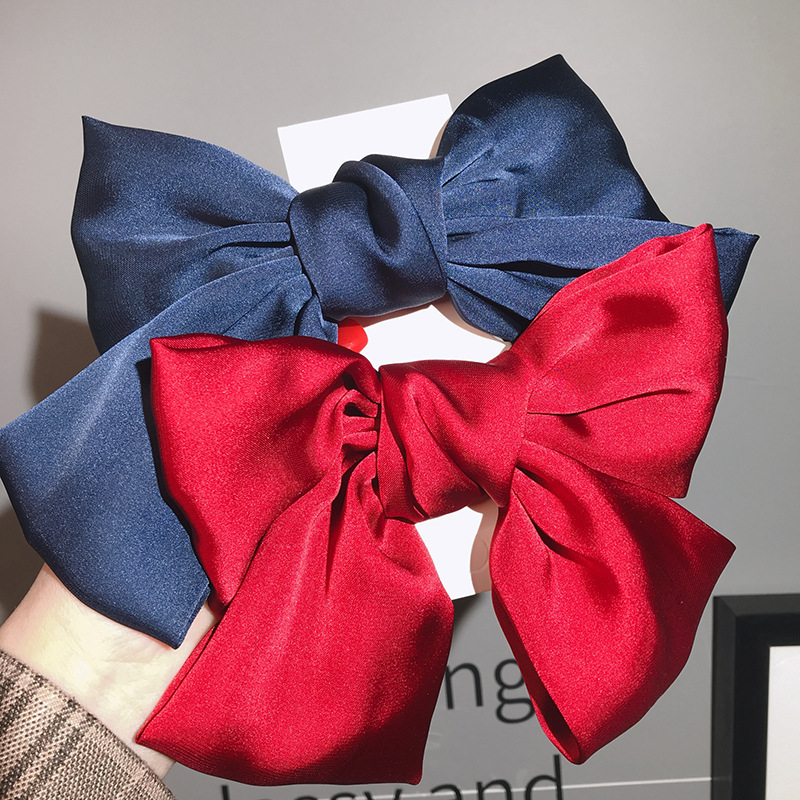 

2020 Vintage Hair Clips for Women Oversized Hair Bows Hairclip Chiffon Clip Solid Color Clips Girls Accessories