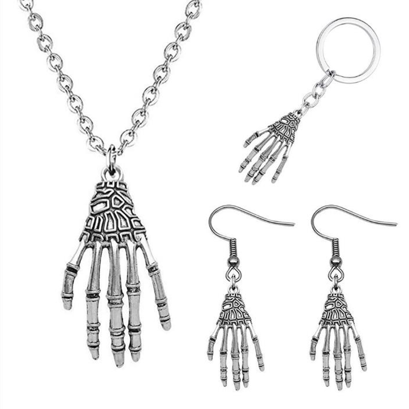 

1pcs Fashion Jewelry Vintage Punk Charm Skeleton Skull Hand Claw Bone Necklaces Pendant For Men Women