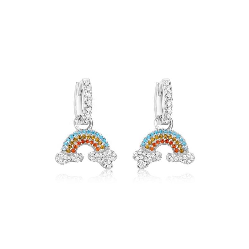 

LOZRUNVE Bohemian Jewelry 925 Sterling Silver Jewelry Cute Rainbow Huggie Hoop Earring Wholesale