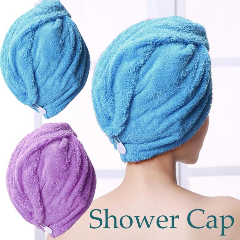 

Towel Super Soft Dry Hair Shower Cap For Fiber Material 2 Piece Set Of Wrapped Bathroom Caps Accessories A40, Pink blue