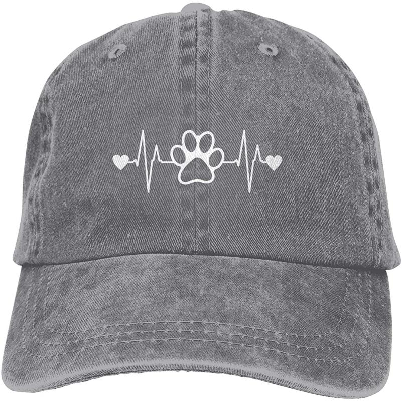 

Print Heartbeat Unisex Soft Casquette Cap Vintage Adjustable Baseball Caps, Gray