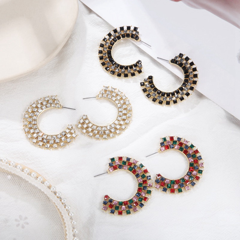 

Match-Right Rhinestone Hoop Earrings for Women Unique Twisted Big Earrings Circle Earring Brinco Statement Fashion Jewelry SP999