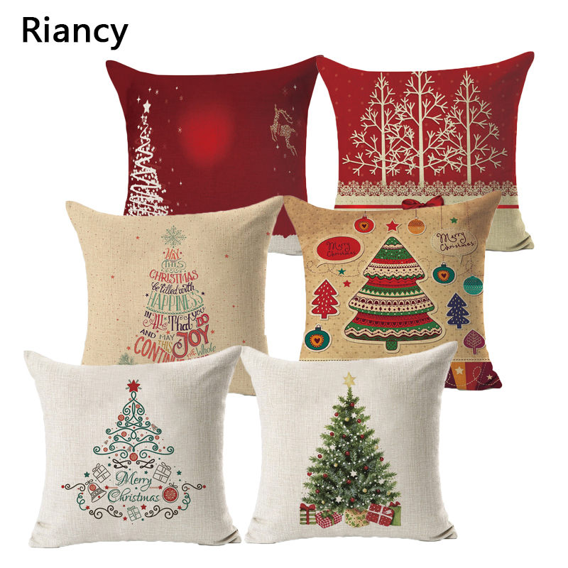 

Christmas Pillow case Tree Cotton Linen Cushion Cover Pillowcase Throw Pillow Home Decor Sofa Decorative Cojines Navidad SD004, 40478-18
