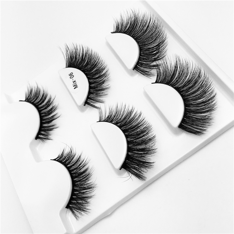 

2020 Hot Sale 3 Pairs Stereo 3D Natural Thick False Eyelashes Handmade Lashes Extension Makeup Eyelashes Makeup Eye Lashes