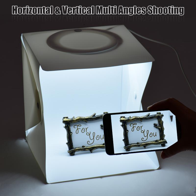 

Andoer 22*23*24cm Foldable Studio Light Box 5500K White Light Brightness Adjustable LED Photo Photography Shooting Tent Softbox