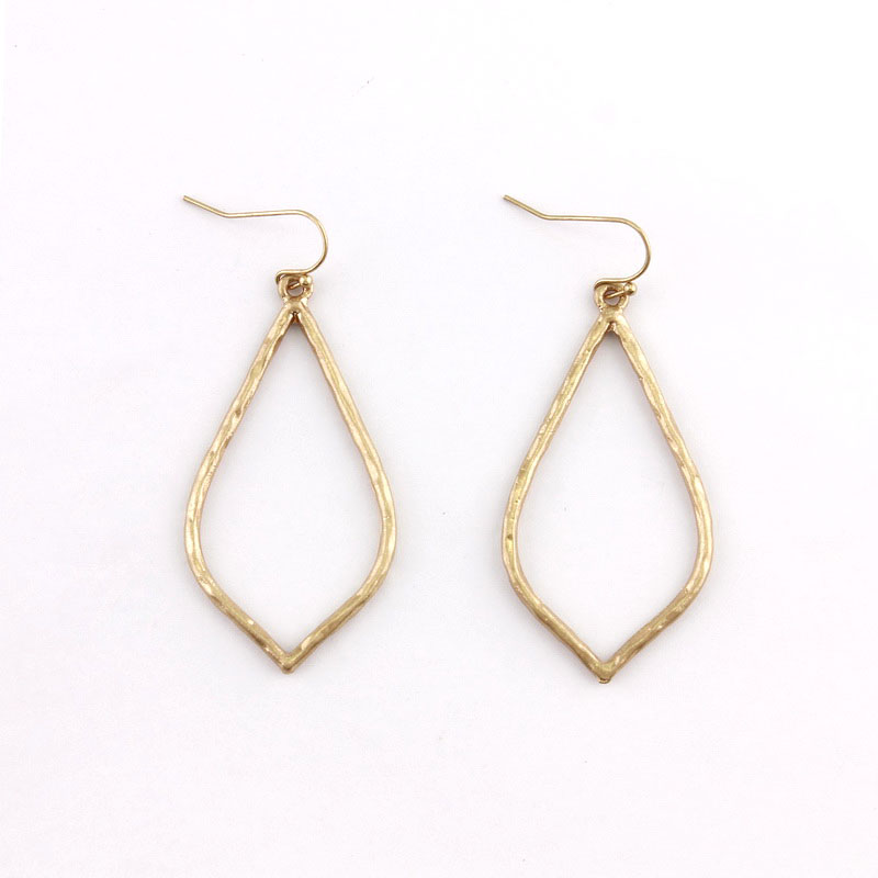 

Dangle & Chandelier Vintage Minimalist Design Hollow Teardrop Earrings For Women Handmade Hammered Metal Drop Jewelry