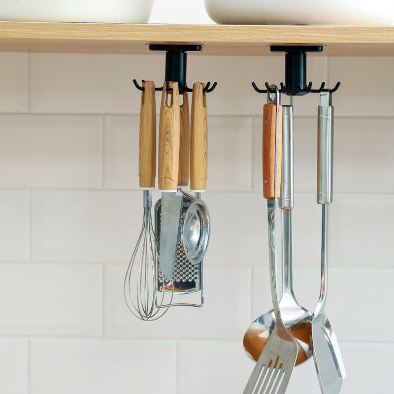 

6 Hooks Strong Adhesive Plastic Hooks Hanging Creative Bathroom Nail-free Seamless Rack Bathroom kitchen accessories