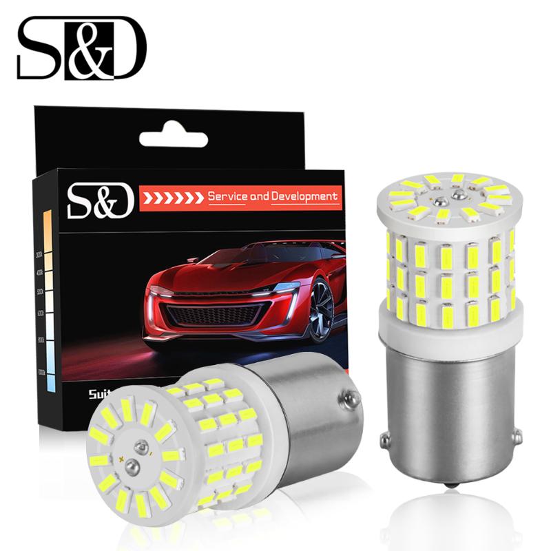 

2Pcs New Super Bright 1156 P21W LED BA15S 1157 P21/5W BAY15D LED Car Lights Reserve Lamps Auto Brake Bulb car Signal light 12V, As pic