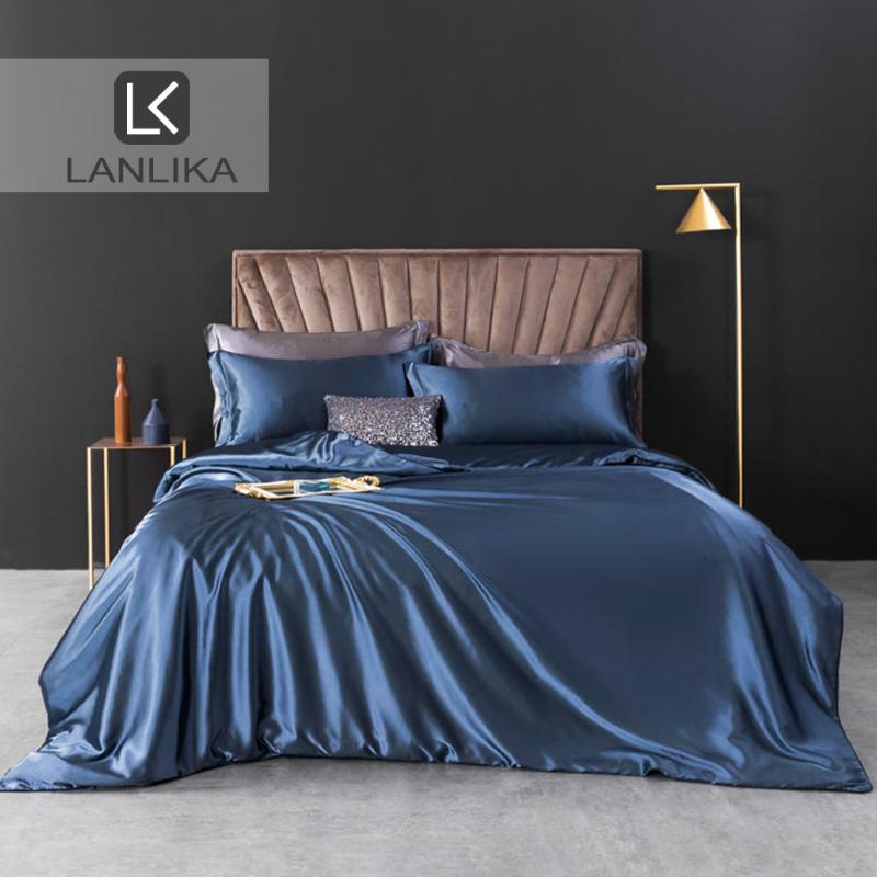 

Lanlika Euro Luxury Bedding Set Home Decoration Family Double Queen King Blue Smoothly Silk Fabric Fitted Sheet Or Flat Sheet, 008