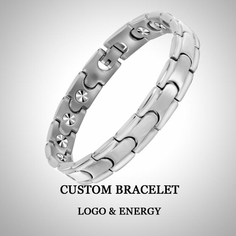 

Magnetic therapy stainless steel health bracelet, pain relief magnetic bracelet, customizable logo germanium bracelet