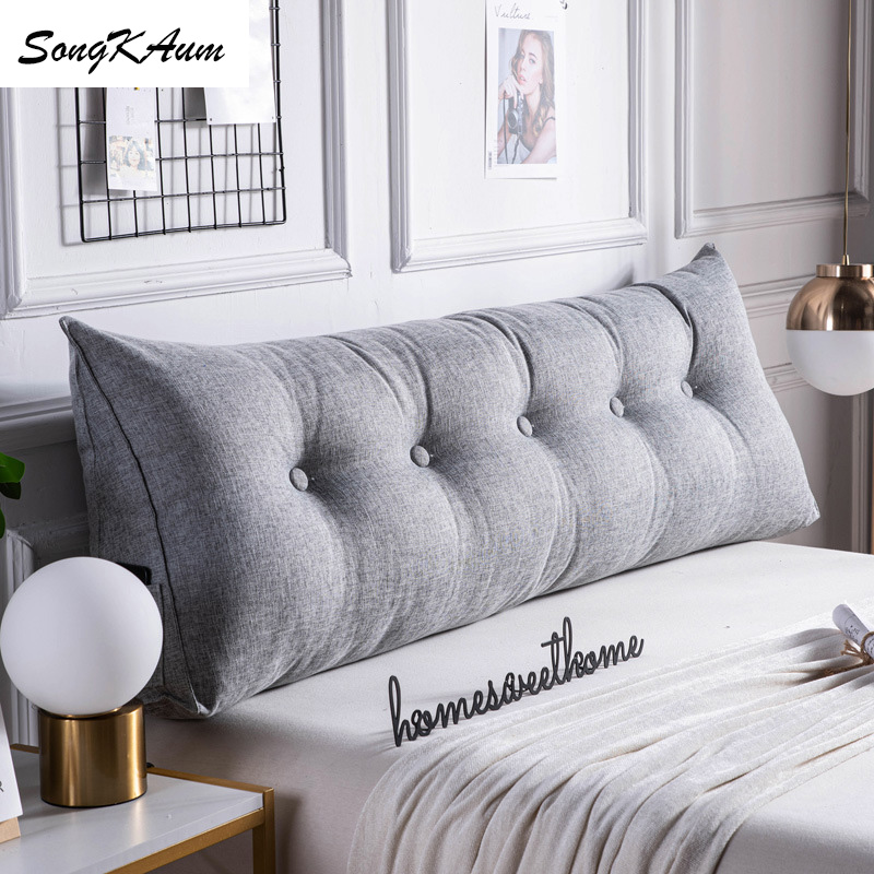 

Pillow SongKAum Washable Nordic Style Long Bedside Pillows With Filling Solid Simplicity Single Double Home Cushion For Sleeping