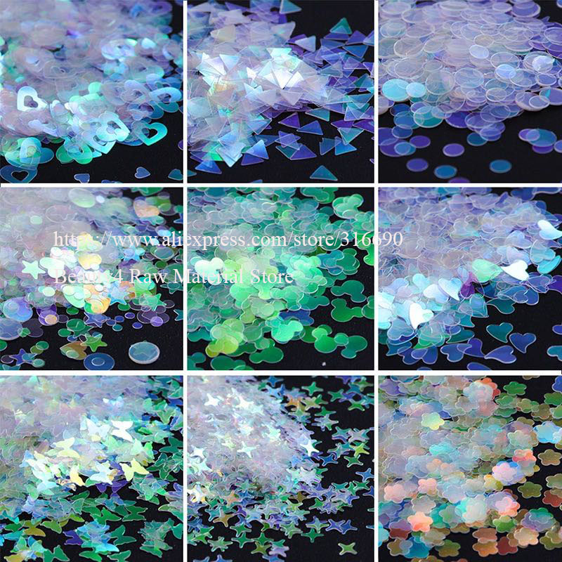 

Transparent Glitter Sequins Iridescent Mermaid Flakes Glitter Confetti Sticker Manicure Nail Art Supplies Decals Decoration