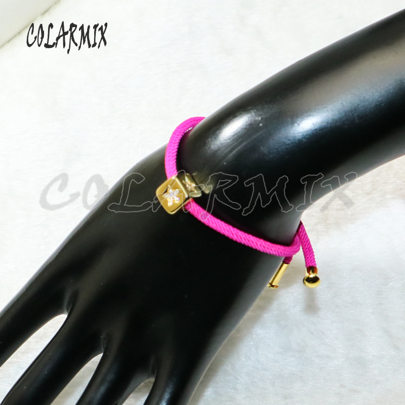 

6Pcs Gold Color Cube Zircon charms Bracelet Gold color charms jewelry Bracelet elegant jewelry gift for lady 50280