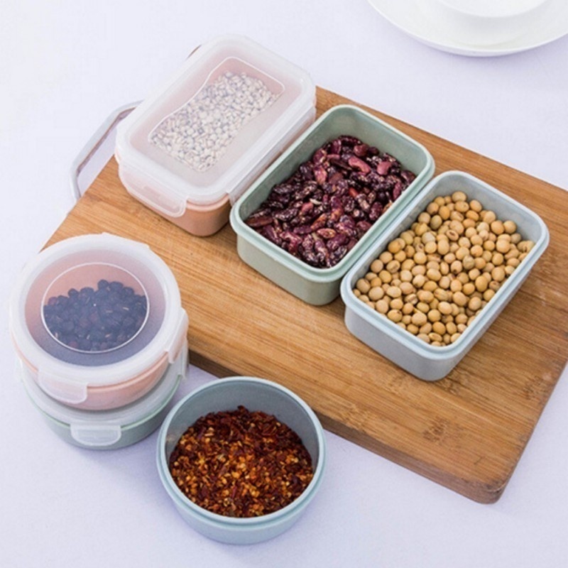 

Mini Size Home Round Plastic Refrigerator Crisper Kitchen Storage Sealed Box Lunch Grains Tank Sorting Container