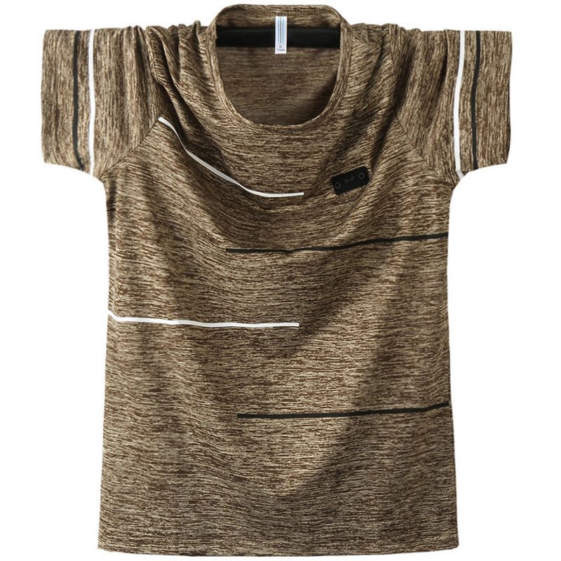 

Summer men's thin short-sleeved round collar loose T-shirt, Burgundy