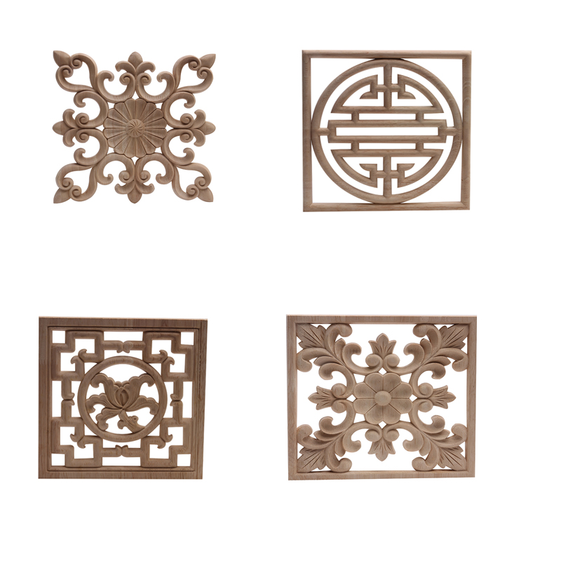 

European Decal New Wood Carving Door Heart Oval Frame Carved Pieces of Wood Furniture Decoration Accessories Applique Doors
