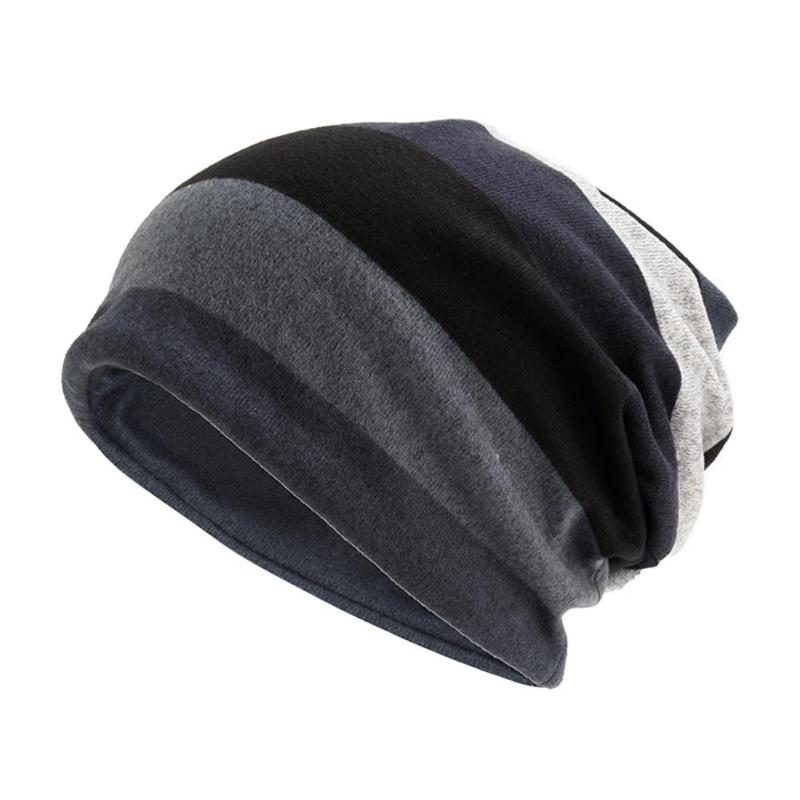 

Unisex Striped Slouchy Baggy Stitching color Beanie Hip Hop Hat Warm Autumn Winter Hip Hop Skull Cap Knit Cap, Orange
