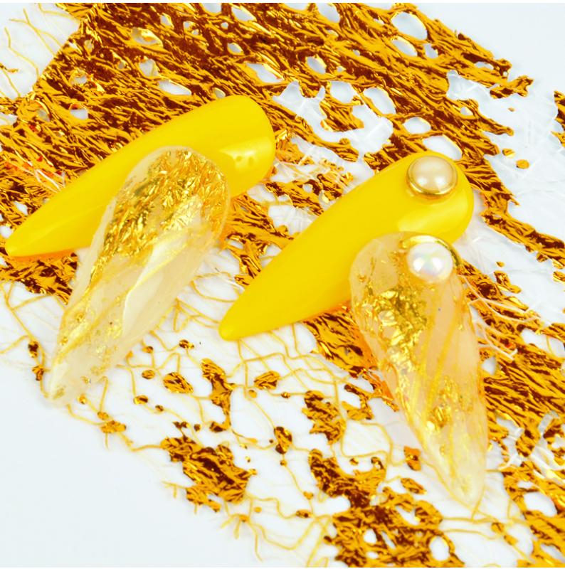 

Gold Silver Red Colorful Nail Art Foil Paper Irregular Aluminum Nail Sticker Manicure Silk foil Decoration