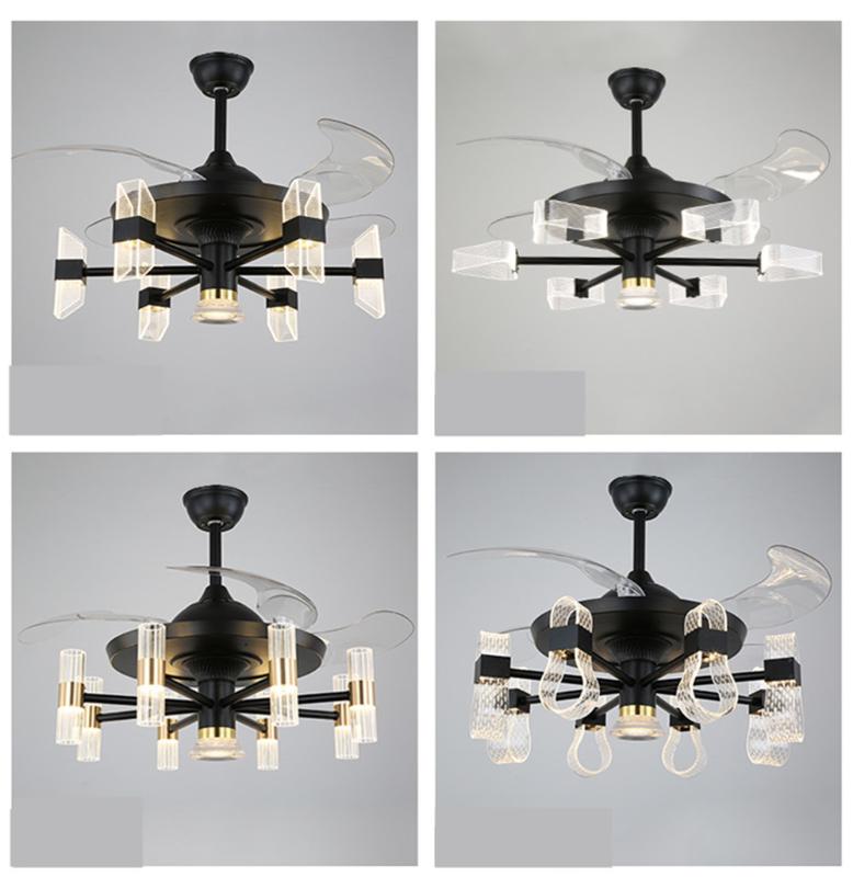 

Crystal Ceiling Fan Lights Dining Room Bedroom Living remote control Fan Lamps Invisible Voltage 220v Lighting