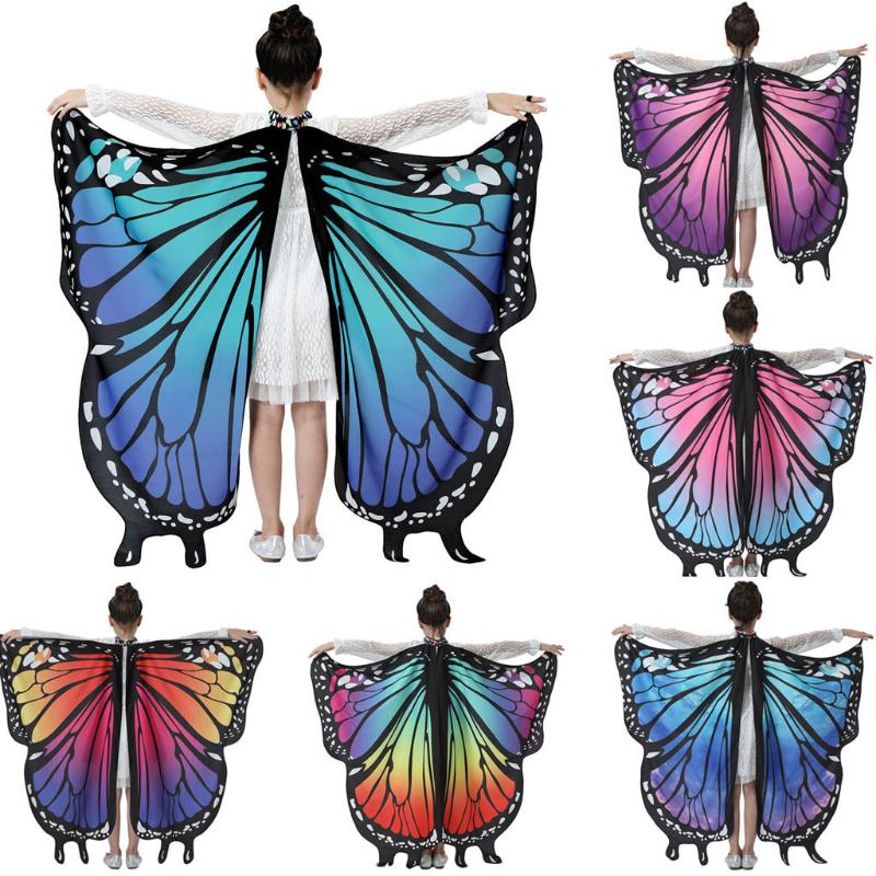 

New colorful Children's Butterfly Shawl Lady Cape Costume Accessory child skin-friendly girl loved Butterfly Cape F fast ship