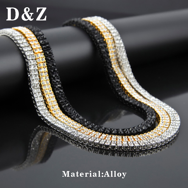 

Chains D&Z Double Rows Iced Out Bling Crystal Tennis Chain Necklace For Men Hip Hop Rock Jewelry Accessories