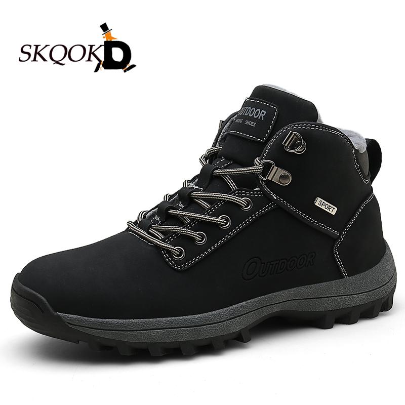 

2020 Snow Boots for Men Women Outdoor Botas Hombre Oxford 36-48 Plus Size Man Vintage Ankle Leather Boots High Top Sneakers, Black