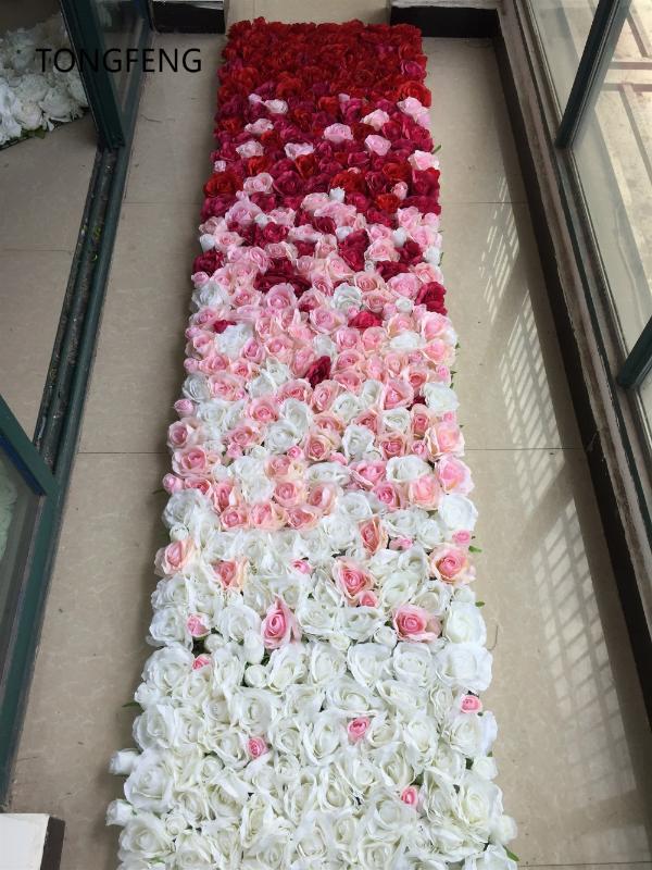 

TONGFENG Wedding gradually change color flower wall Flower runner wedding artificial silk rose peony backdrop decoration, 2.4mx2.4m