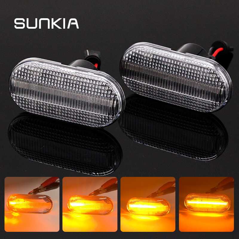 

SUNKIA LED Side Marker Light for Smart 453 FORTWO 2014-2020 OEM Plug Turn Signal Lamp Amber Flowing Light Error Free, As pic