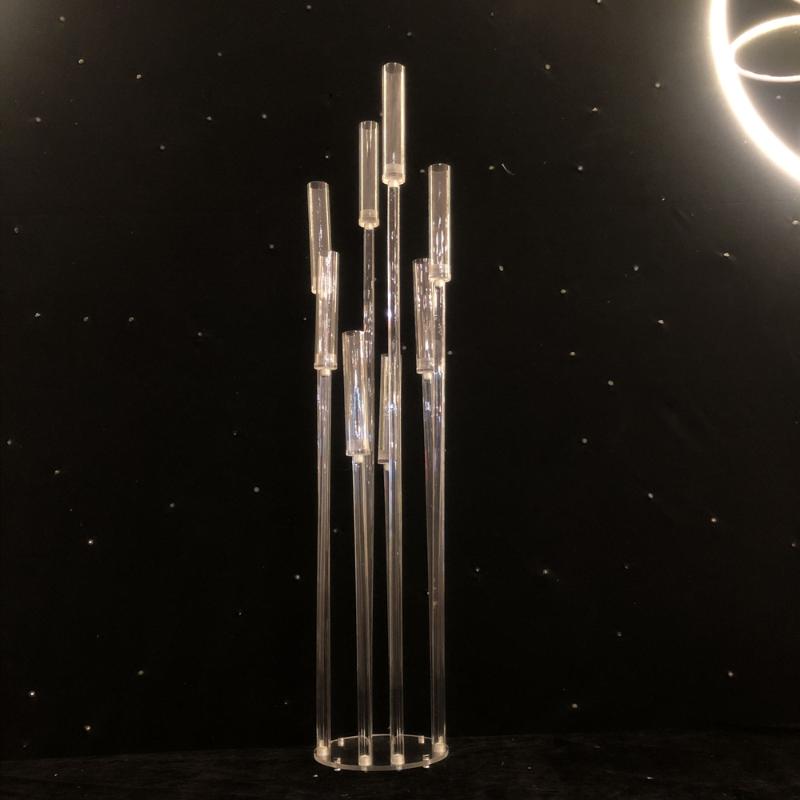 

Acrylic Candlestick 8 Heads All Clear Candle Holders Wedding Candelabra Table Centerpieces Flower Stand Holder Candelabrum