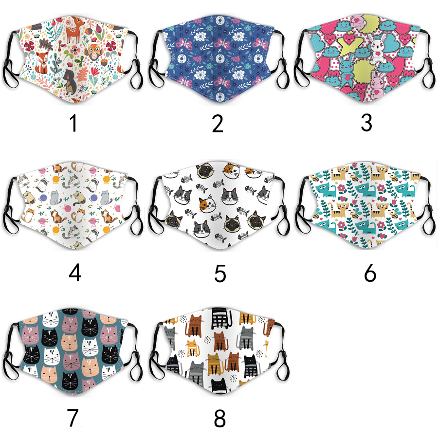 

DHL Free ship!! kid cartoon mask PM2.5 anti-fog haze dust protection washable hanging ear type baby mask cat dinosaurs rainbow panda