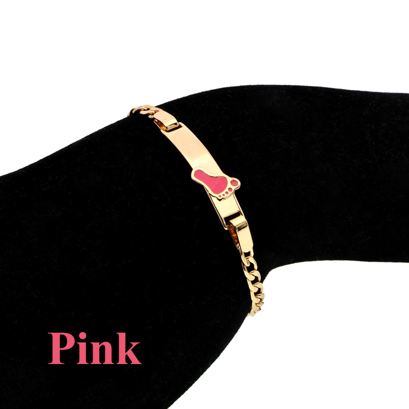 

Footprint Kids Bracelets Baby Armband Children Jewelry Gold Charm ID Bar Bracelet For Boy Girl Bangle Best Friends Gift B1030