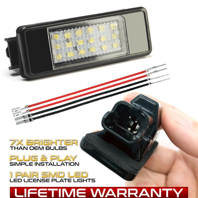 

2Pcs Car LED License Number Plate Light Lamps For 3008 307 308 406 407 508 106 1007 207 607 806 807 MPV Expert RCZ Coup, As pic