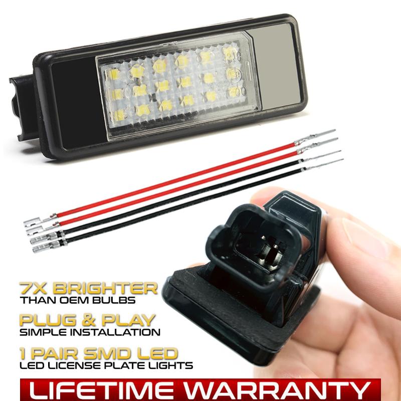 

2Pcs Car LED License Number Plate Light Lamps For 3008 307 308 406 407 508 106 1007 207 607 806 807 MPV Expert RCZ Coup, As pic