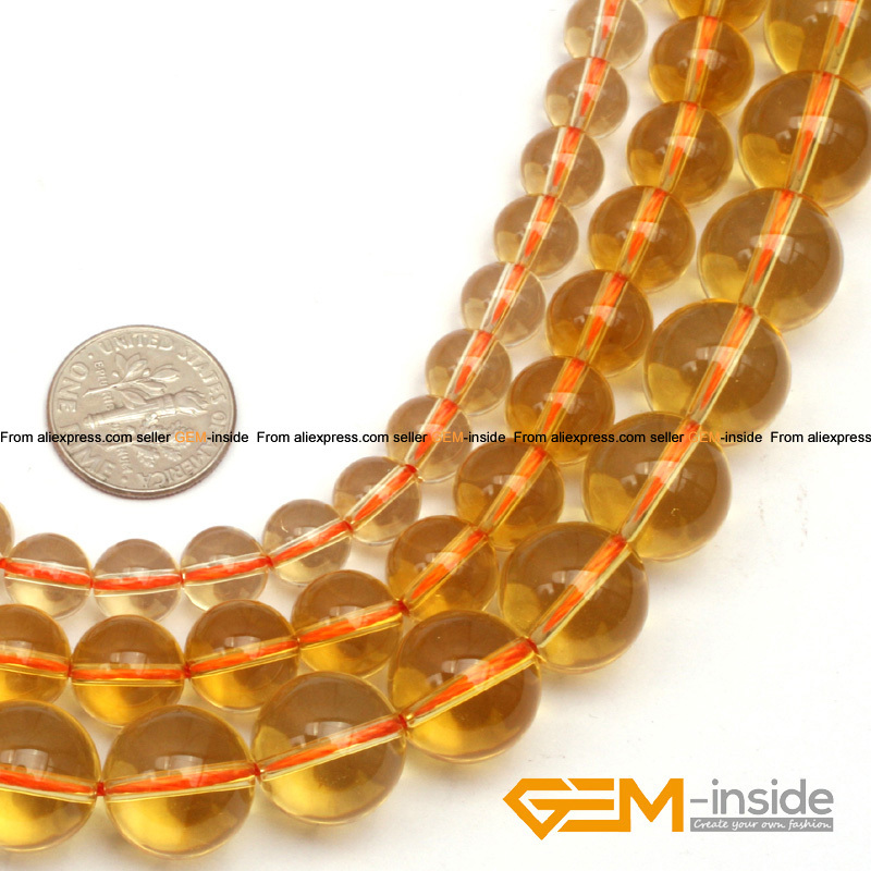 

Yellow Citrines Round Loose Beads For Jewelry Making Strand 15"DIY Bracelet Necklace Jewelry Making Beads 6mm 8mm 10mm 12mm Pick