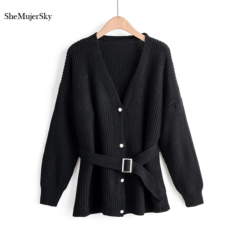 

SheMujerSky Leopard Female Knit Cardigan Sweater Coat Women Single Breasted Knitted Cardigan 2020 Sweaters Kardigan, Black