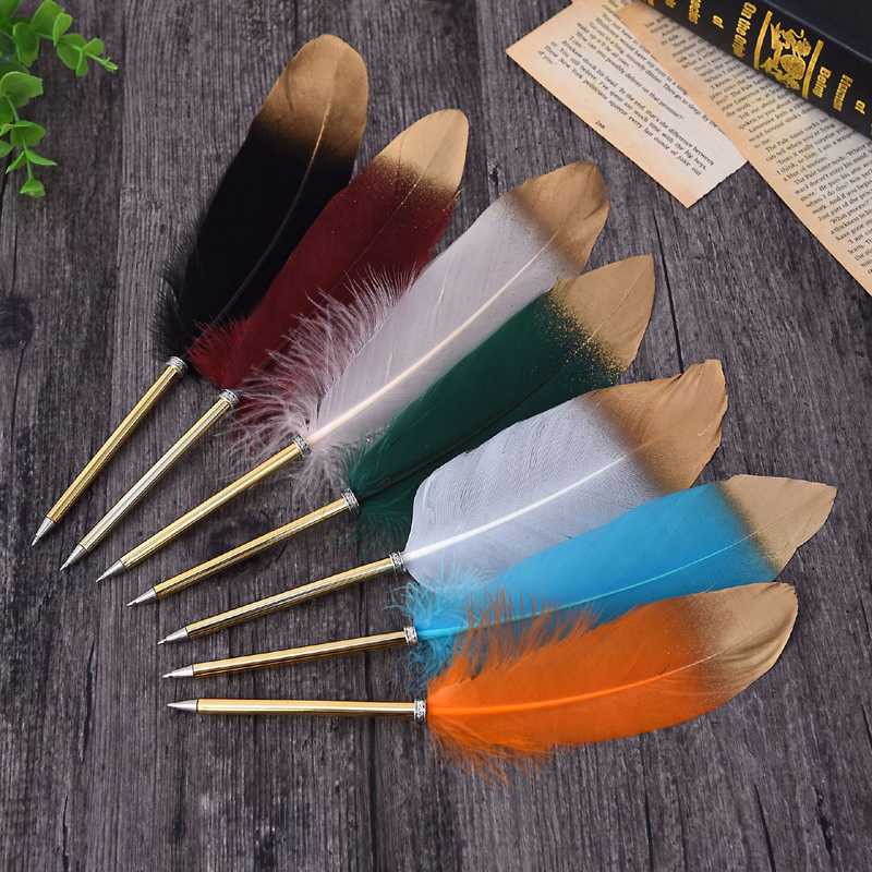 

Fashion Feather Quill Ballpoint Pen Ballpoint Pens For Wedding Gift Office School Writing Supplies