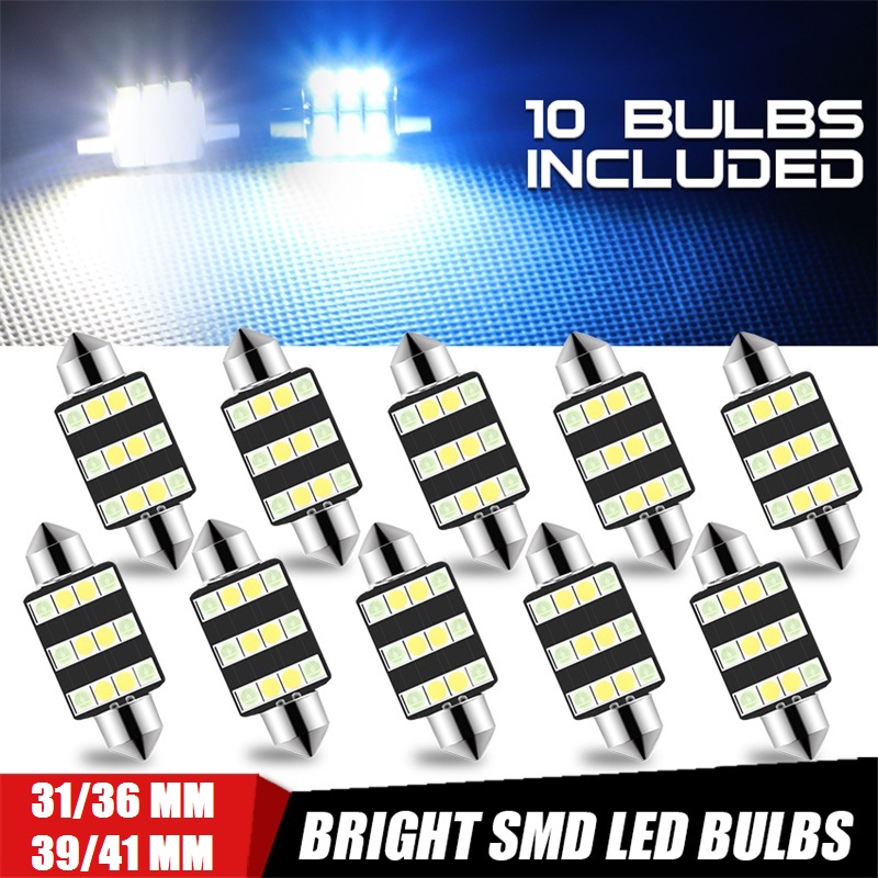 

10x C5W C10W Led Festoon Bulb 31mm 36mm 39mm 41mm White Blue Led Light 3030 12Led SMD 12V Car Interior Light Reading Singal Lamp, As pic