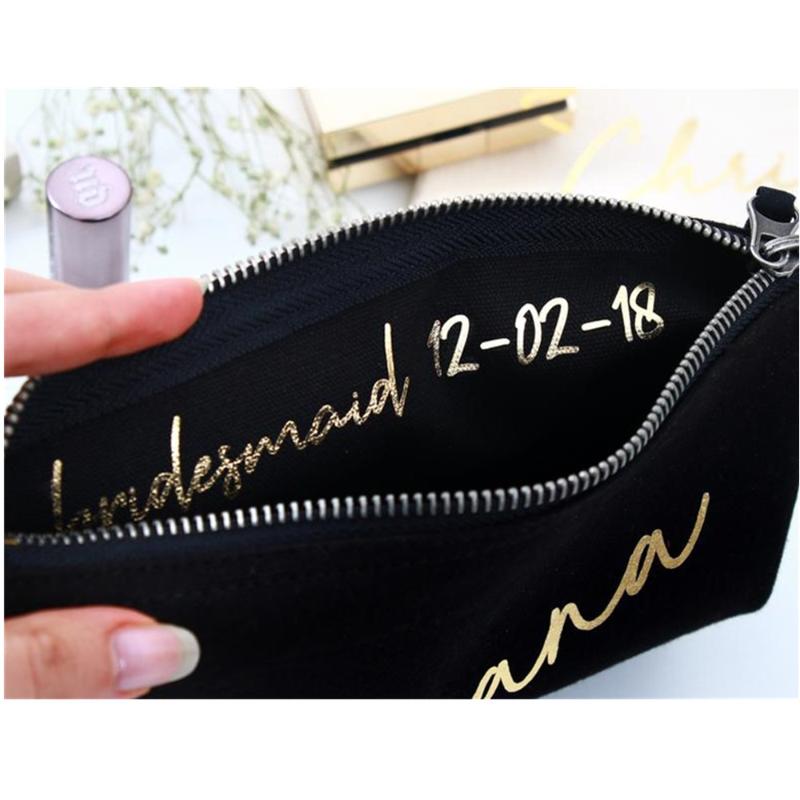 

Personalise name date Bridesmaid Make Up Bag Wedding Makeup bags Maid of Honour birthday Gift Bridal Party Cosmetic bachelorette, Custom white bag