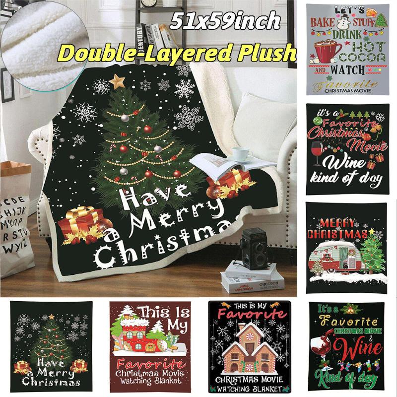 

Christmas Gifts Double-Layered Plush Blanket 3D Printed Blanket 51x59inch Dropshipping free shipping Christmas Accessories decor