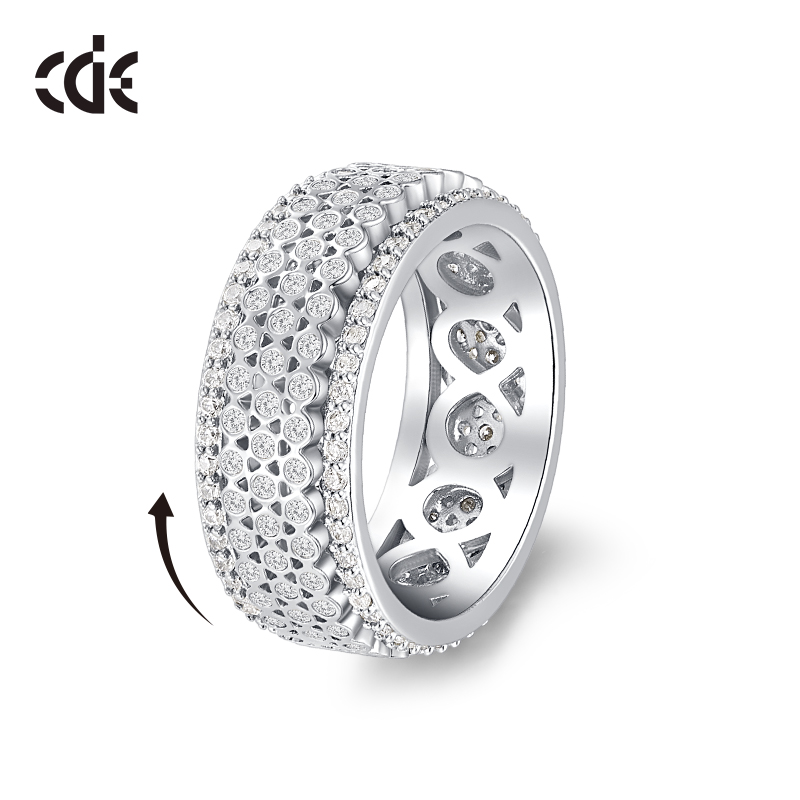 

CDE Noble Wedding Women Lovers Rotating Cubic Zirconia Ring Silver Color Fashion Jewelry High Quality Office Lady Accessories