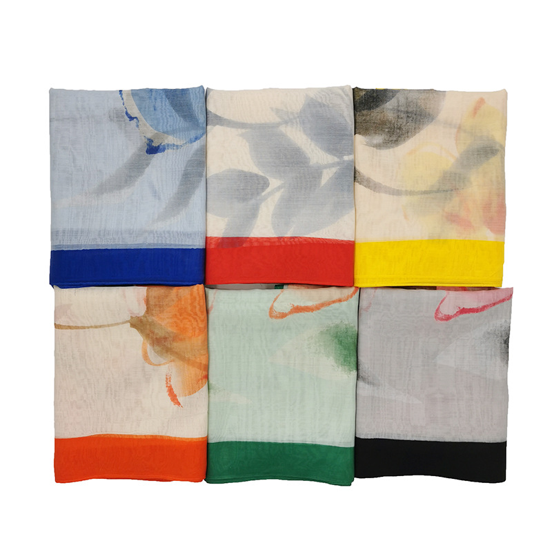 

Women Printing Silk Scarf Muslim Soft Print Hijab Scarves Shawls And Wraps Head Scarf Female Fashion Turban Headband