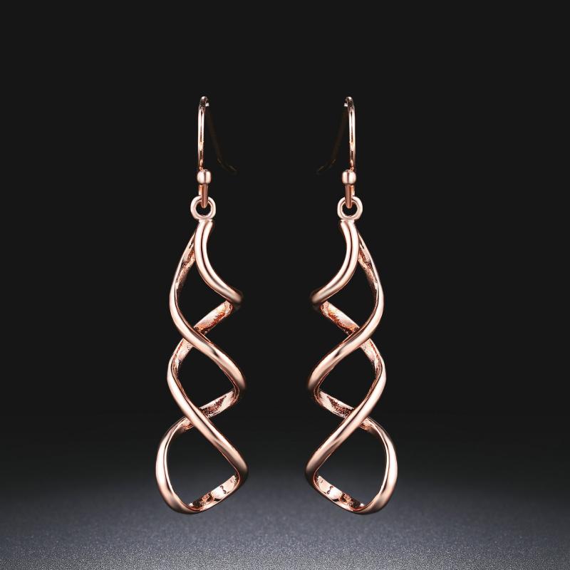 

Classic Drop Earrings For Women Simple Hollow Out Spiral Rose White Gold Color Fashion Jewelry Party Xmas Gift KC156 KC157