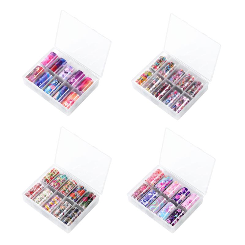 

10 Roll/Box Salon Nail Art Water Decals Transfer Stickers for Nail Decor