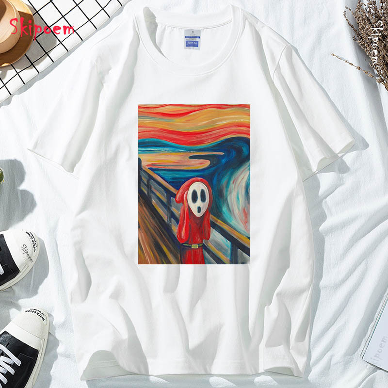 

Shy Guy Scream T-shirt Women Korean Style Harajuku Vintage Punk Kawaii Tumblr Gothic Aesthetic Short Sleeve Clothes Top Tees