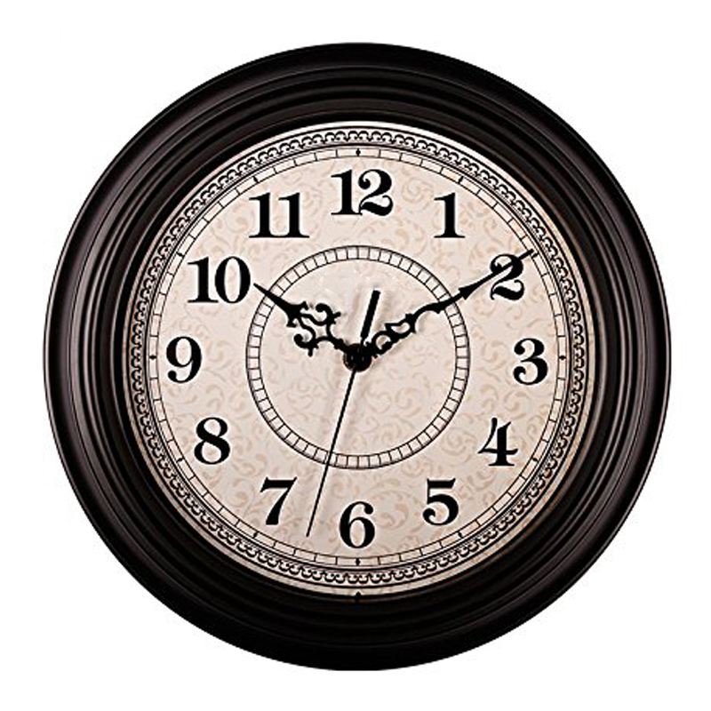 

Silent Non-ticking Round Contemprary Antique Wall Clocks (12 Inches) Decorative Vintage Style,Black