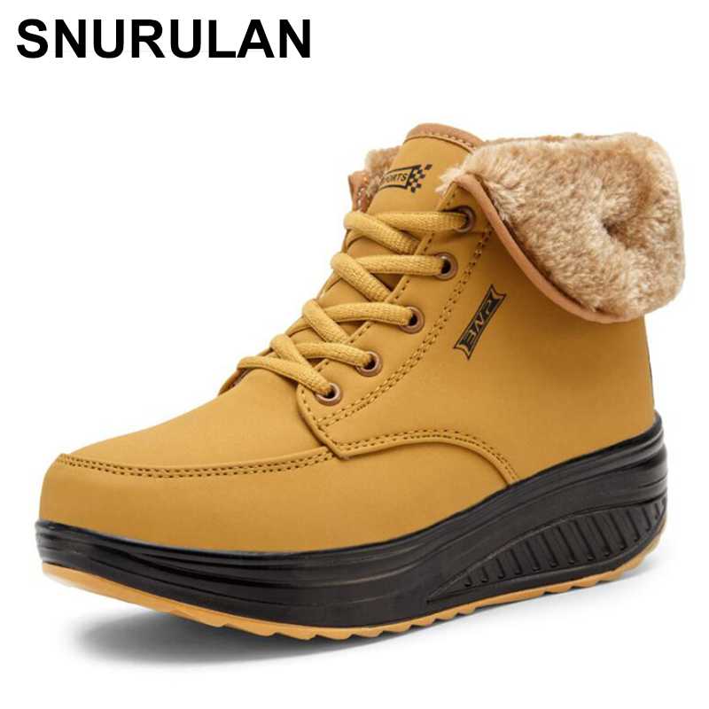 

SNURULAN Women's Faux Fur Warm Ankle Boots, Winter Fashion Boots, Lace-up Ankle Warm Fur Shoes, Boots C902, Blue