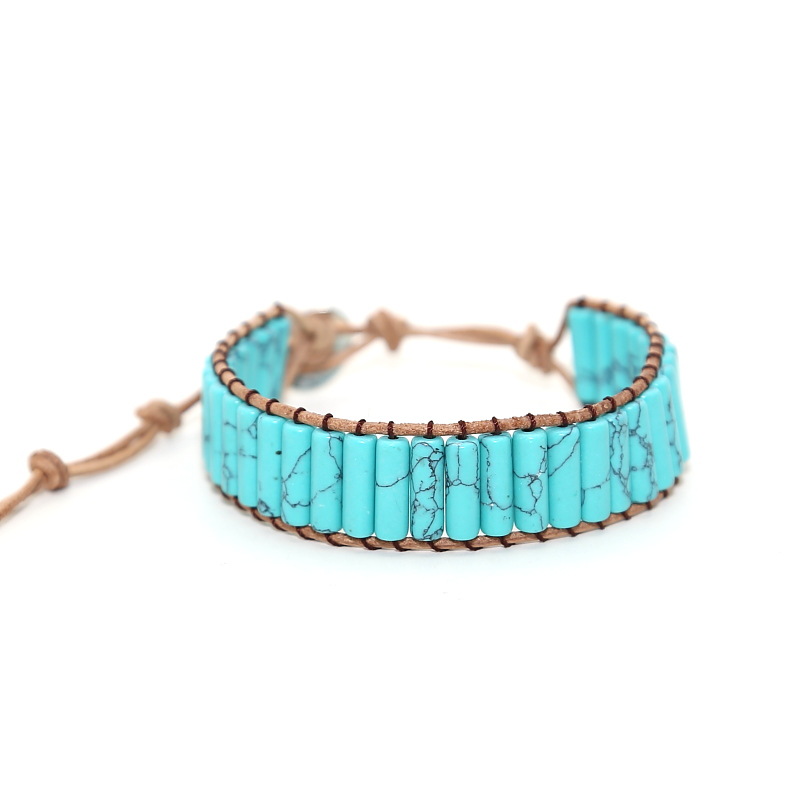 

Bohomia Style Leather Wrap Bracelet with Natural Stones for Women Men Handmade Woven Beaded Bracelets Gift Wholesale Hot Selling