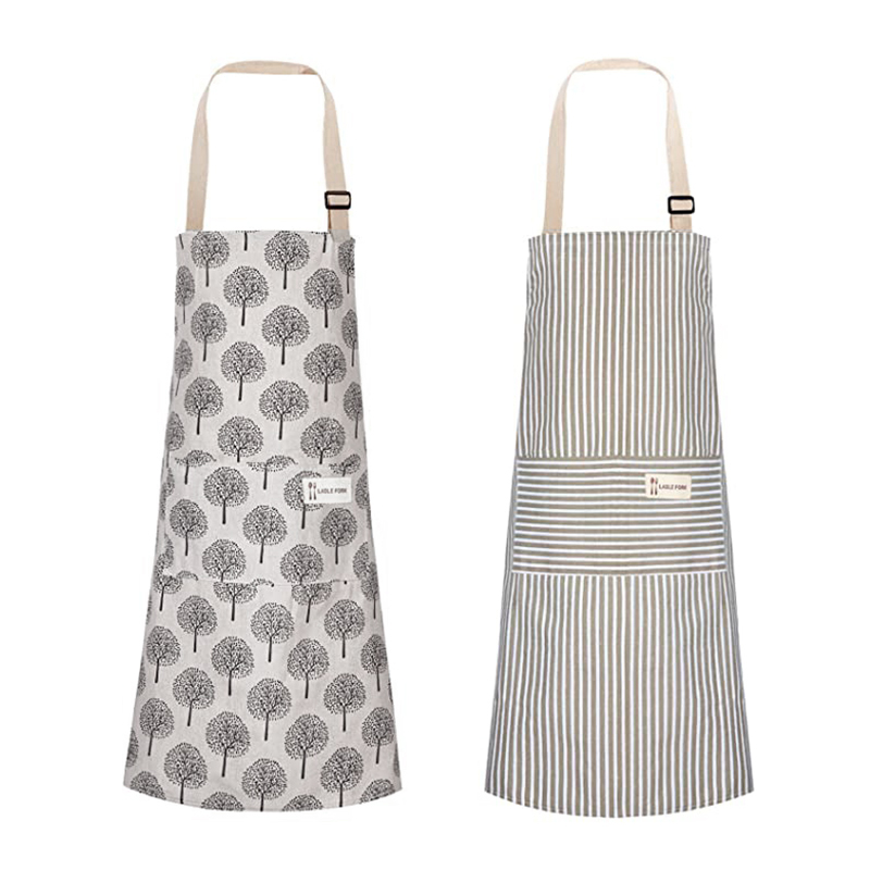 

2 Pcs Cotton Linen Cooking Apron Adjustable Soft Chef Apron with Pocket for Kitchen E2S