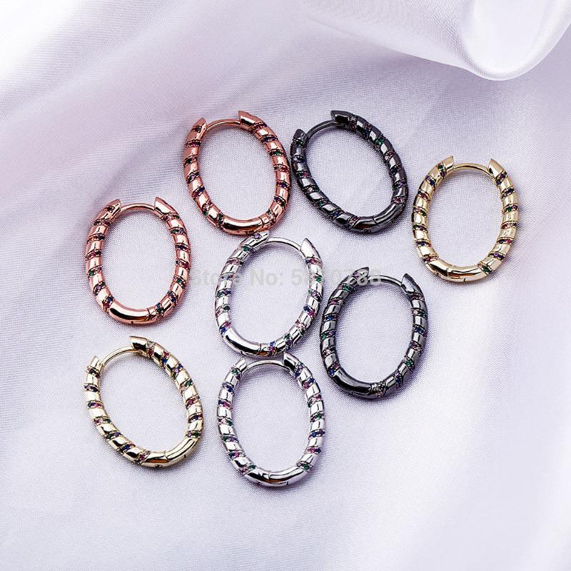 

Jewelry Custom Stainless Steel Hoop Earrings Cubic Zircon Dubai Brass Plated