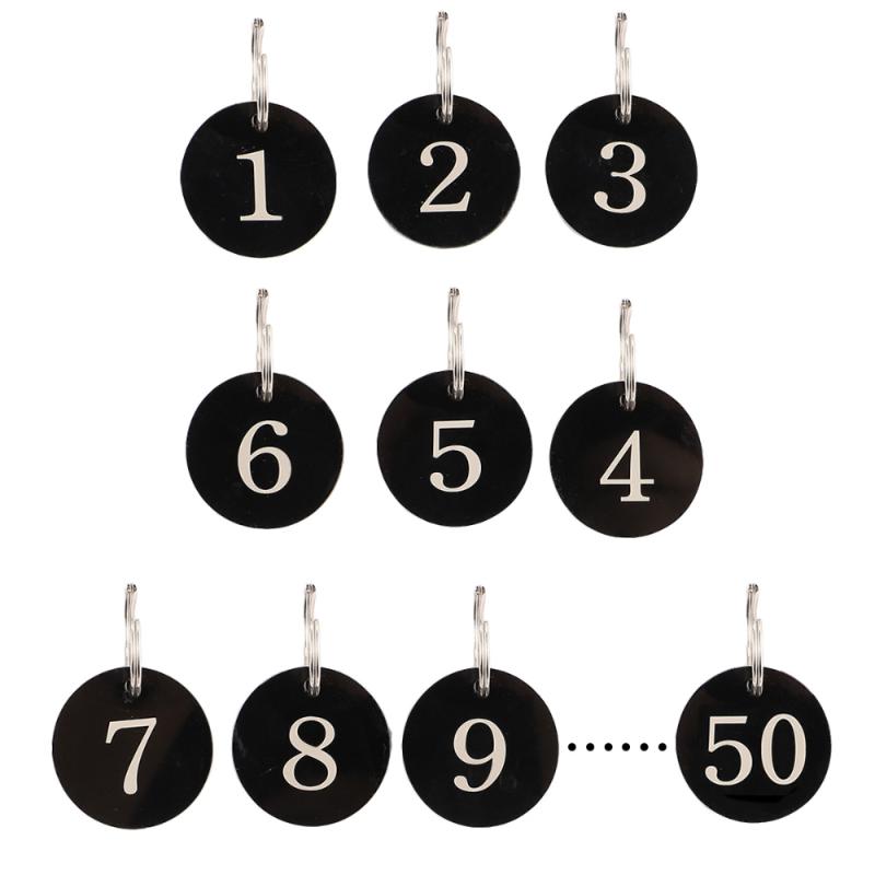 

25Pcs Number Tag Rings Acrylic Round Number Tags Hollowed Key Tag for Hotel Mall